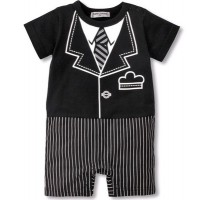 嬰兒西裝夾衣 - 黑色直間條 6M/12M/18M